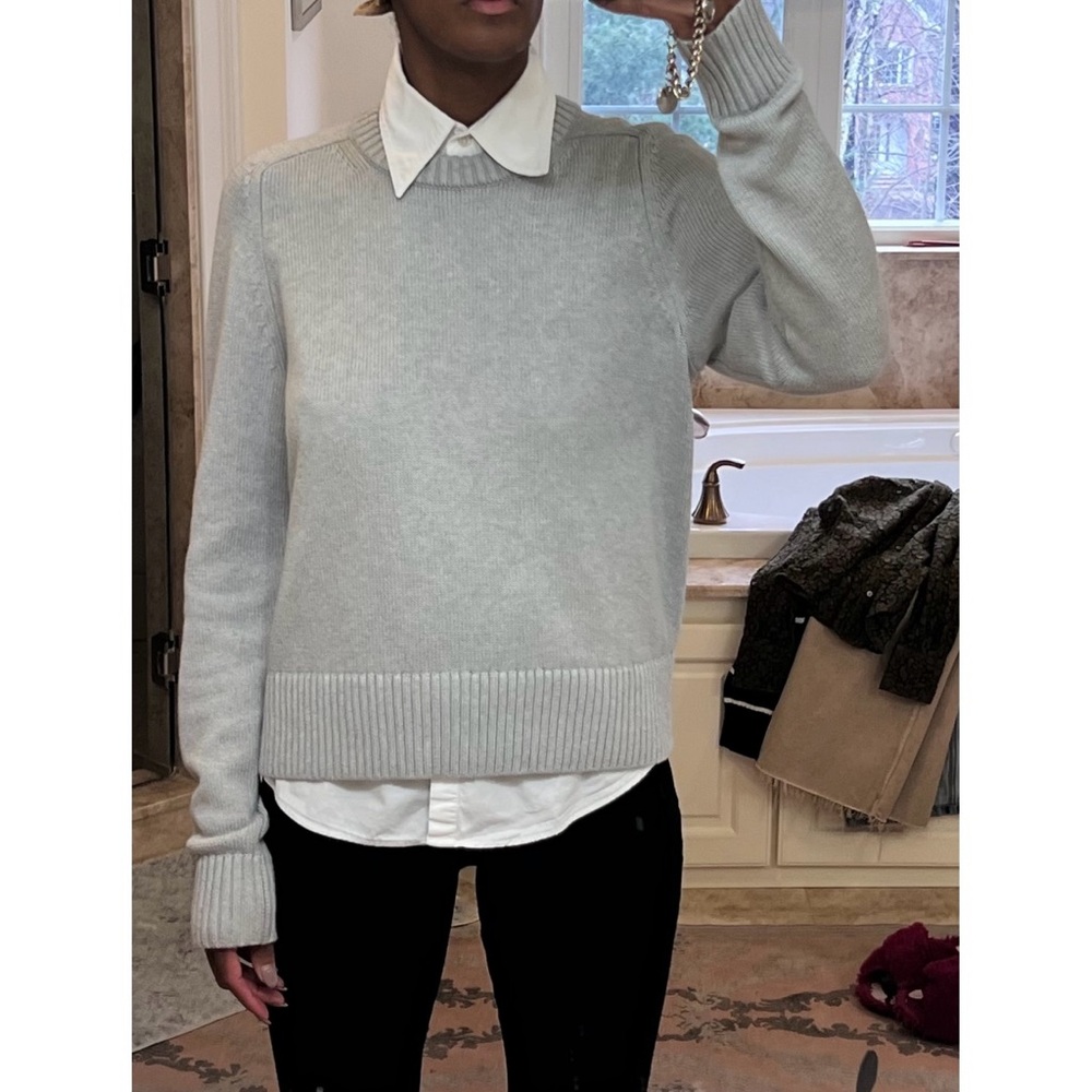 Banana Republic Cotton-Silk Crew Gray Sweater